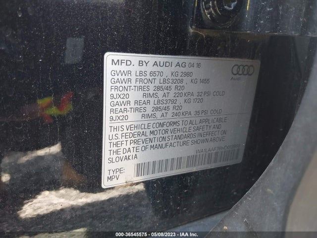 WA1LAAF76HD013869 Audi Q7 Premium Plus