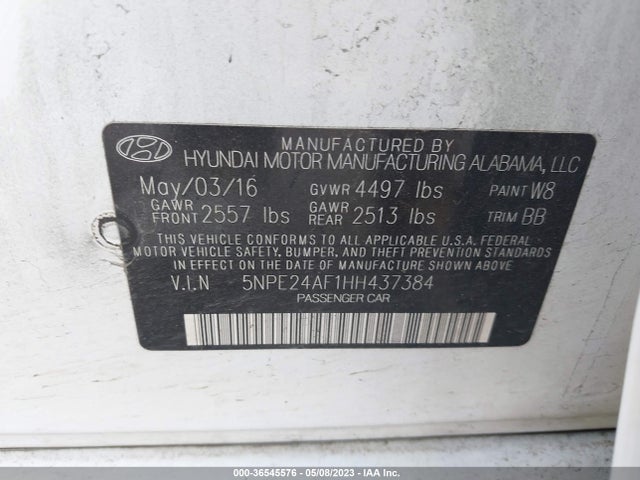 Hyundai SONATA SE 2017 5NPE24AF1HH437384 Image 10