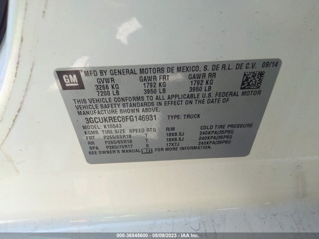 Chevrolet Silverado 1500 Lt 2015 3GCUKREC8FG146931 Image 10