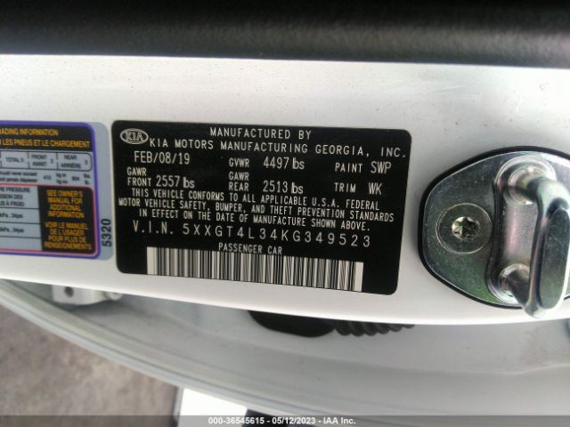 5XXGT4L34KG349523 KIA Optima S