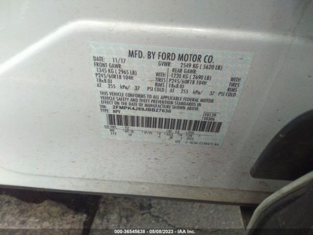 2FMPK4J89JBB27636 Ford EDGE SEL