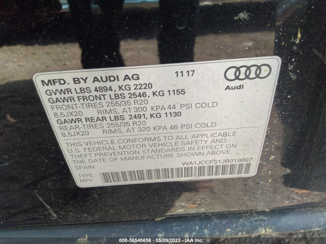 WA1JCCFS1JR019007 Audi Q3 Premium Plus