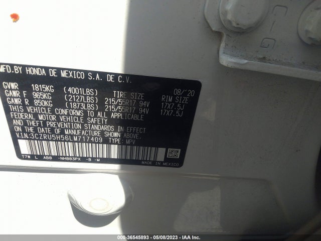 Honda HR-V EX 2020 3CZRU5H56LM717409 Image 10