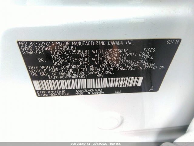 Toyota Rav4 Limited 2014 2T3YFREV7EW088851 Image 9