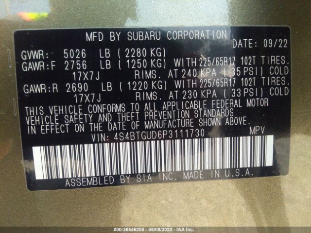 4S4BTGUD6P3111730 Subaru Outback Wilderness