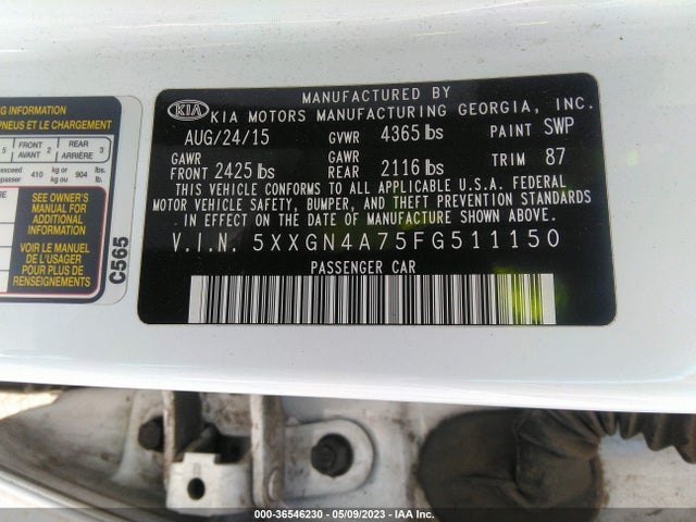 KIA OPTIMA EX 2015 5XXGN4A75FG511150 Image 9