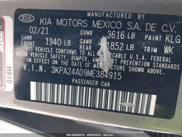 3KPA24AD9ME384915 KIA RIO S
