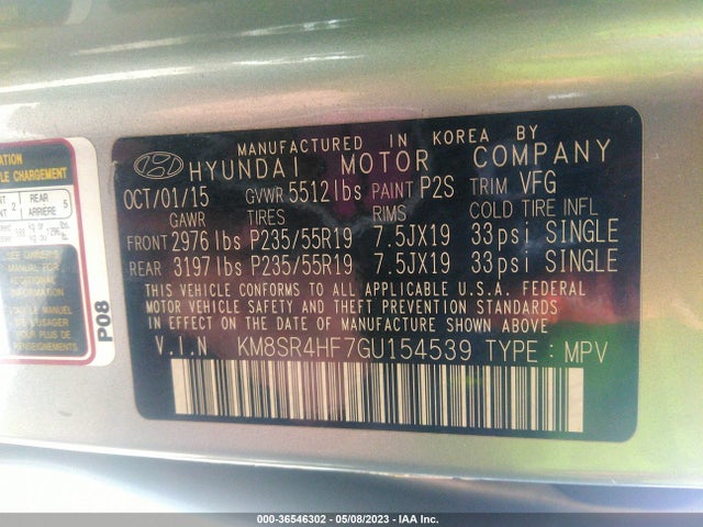 Hyundai Santa Fe Se 2016 KM8SR4HF7GU154539 Image 10