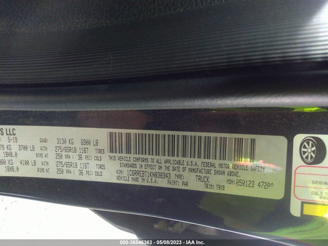 1C6RREBT1KN838343 RAM 1500 Big Horn/lone Star
