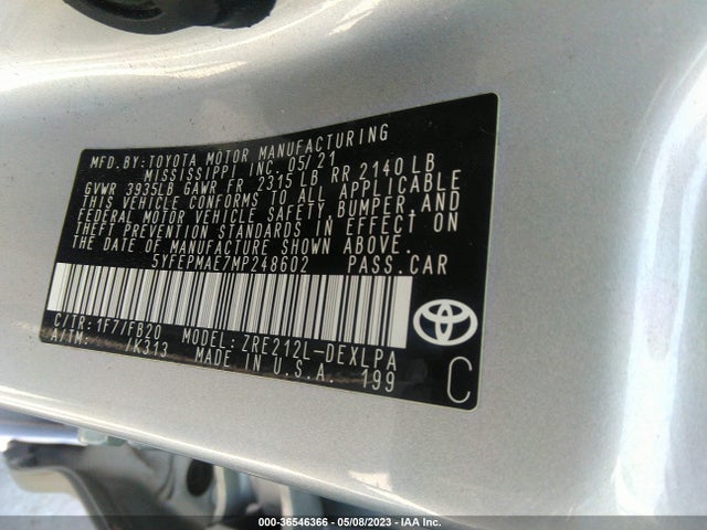 Toyota COROLLA LE 2021 5YFEPMAE7MP248602 Image 10