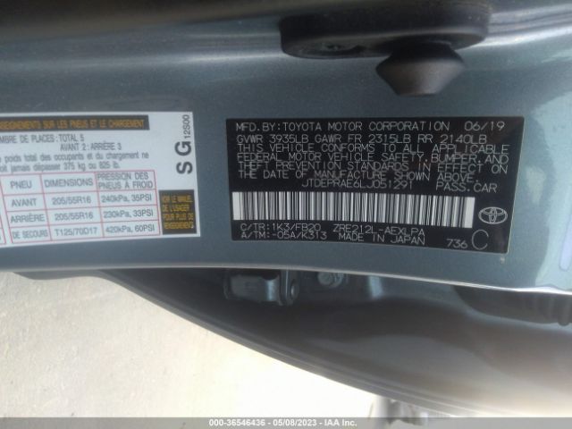 JTDEPRAE6LJ051291 Toyota COROLLA LE