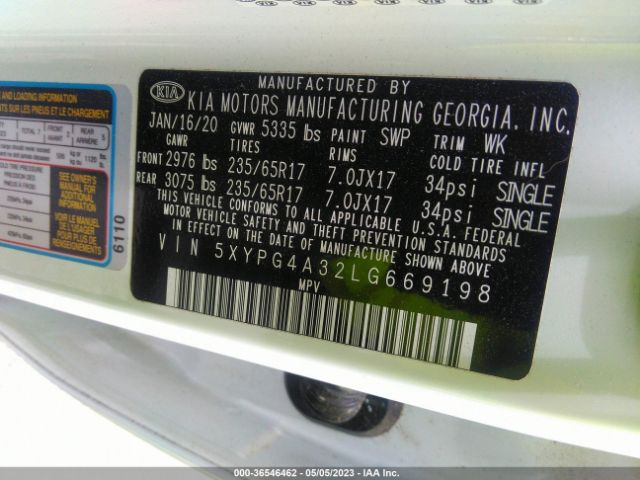 5XYPG4A32LG669198 KIA SORENTO L