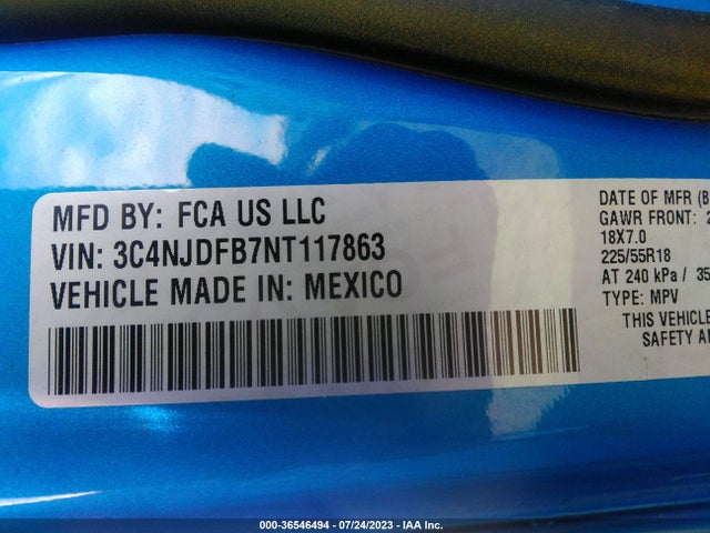 3C4NJDFB7NT117863 Jeep Compass Latitude Lux