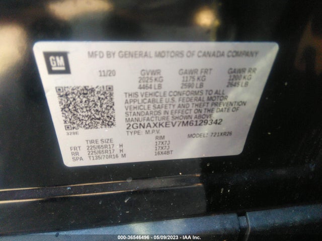Chevrolet EQUINOX LT 2021 2GNAXKEV7M6129342 Image 9