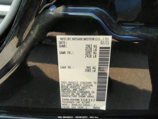 Nissan Altima 2.5 Sv 2021 1N4BL4DV4MN358312 Image 10