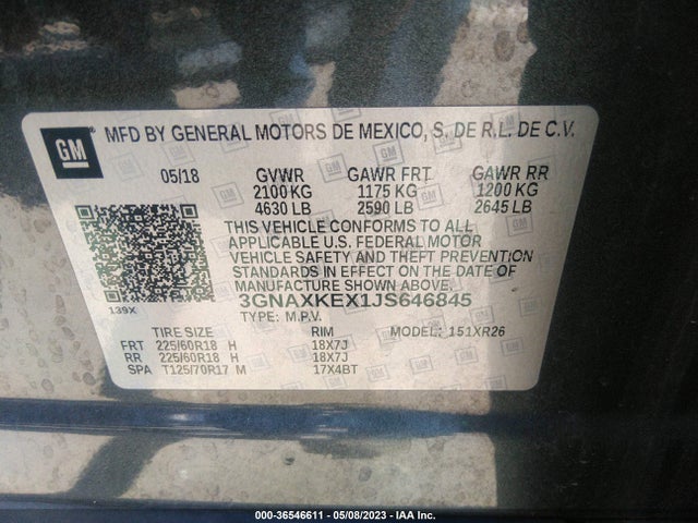 Chevrolet EQUINOX LT 2018 3GNAXKEX1JS646845 Image 11