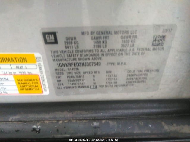 Chevrolet Traverse Ls 2017 1GNKRFED2HJ307549 Image 10