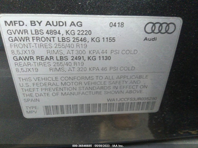WA1JCCFS3JR035290 Audi Q3 Premium Plus