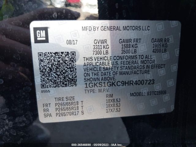 1GKS1GKC9HR400723 GMC Yukon Xl Slt