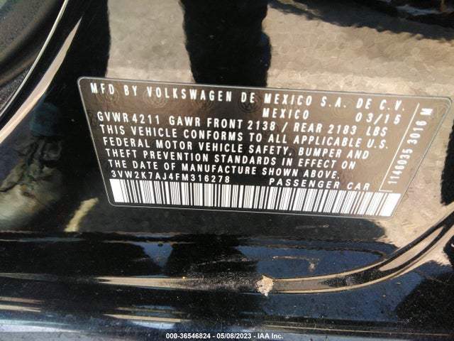 3VW2K7AJ4FM316278 Volkswagen Jetta Sedan 2.0l S W/technology