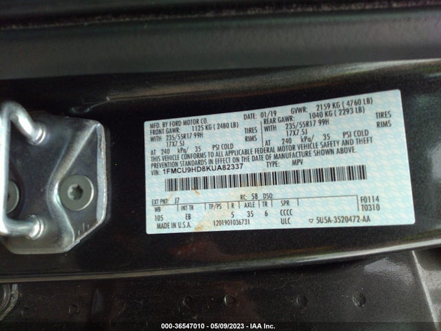 Ford ESCAPE SEL 2019 1FMCU9HD8KUA82337 Image 9