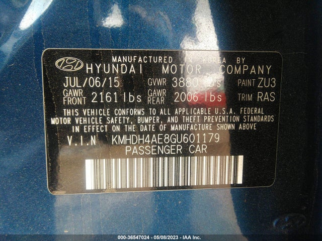 Hyundai ELANTRA SE 2016 KMHDH4AE8GU601179 Image 9