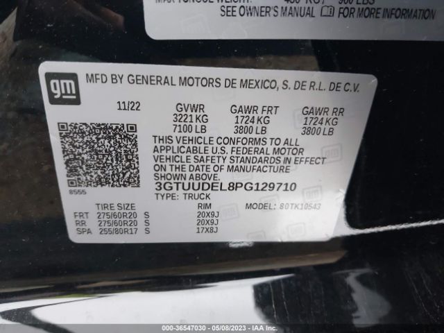 3GTUUDEL8PG129710 GMC Sierra 1500 Slt