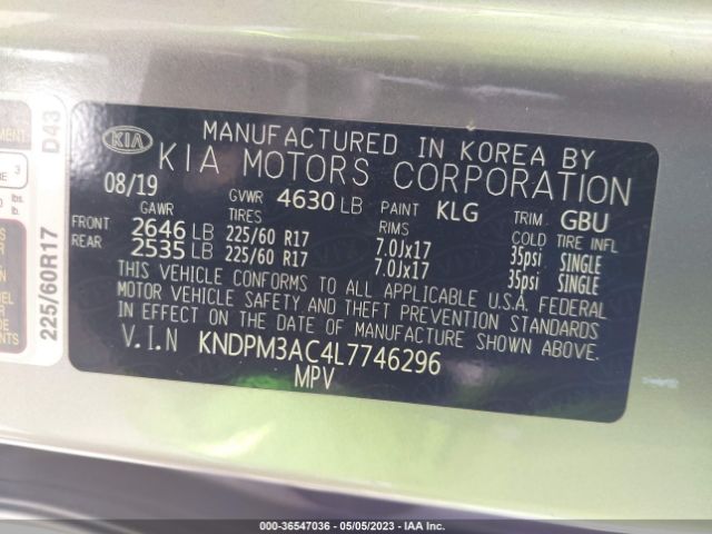 KNDPM3AC4L7746296 KIA Sportage Lx