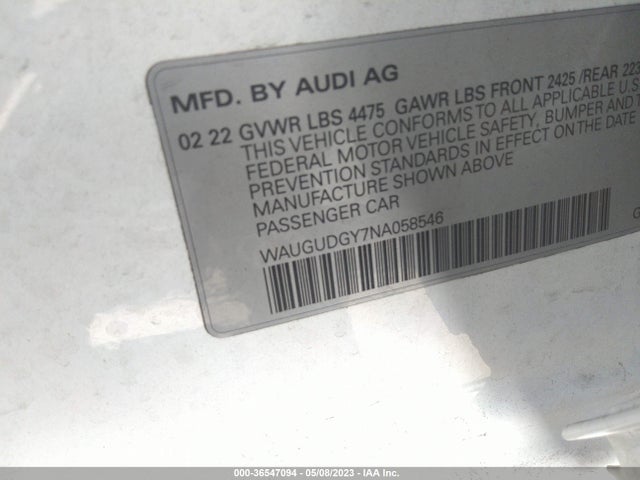 2022 Audi A3, VIN: WAUGUDGY7NA058546