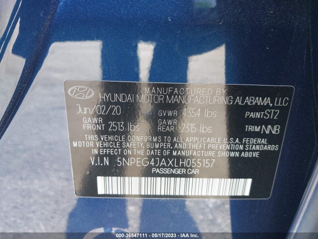 Hyundai SONATA SE 2020 5NPEG4JAXLH055157 Image 11