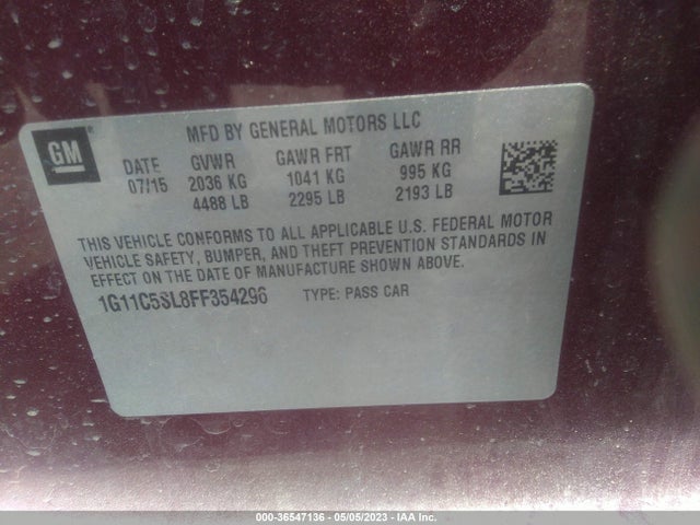 Chevrolet MALIBU LT 2015 1G11C5SL8FF354296 Image 11