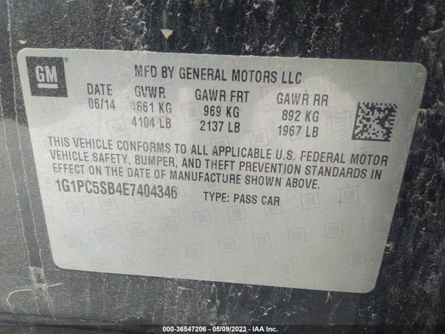 Chevrolet Cruze 1lt 2014 1G1PC5SB4E7404346 Image 10