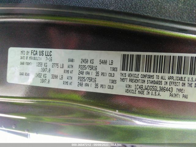 1C4BJWDG5GL306443 Jeep Wrangler Unlimited Sport