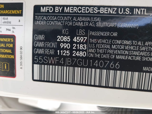 55SWF4JB7GU140766 Mercedes-Benz C-class C 300