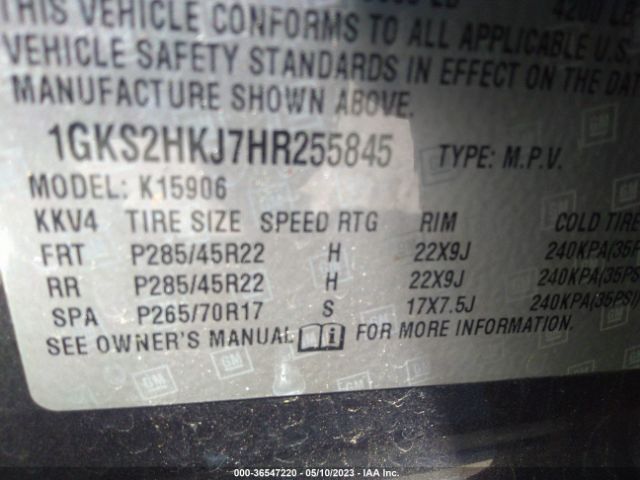 1GKS2HKJ7HR255845 GMC YUKON XL DENALI