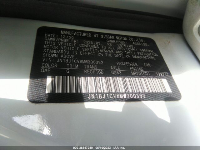 JN1BJ1CV8MW300393 Nissan Rogue Sport Sl