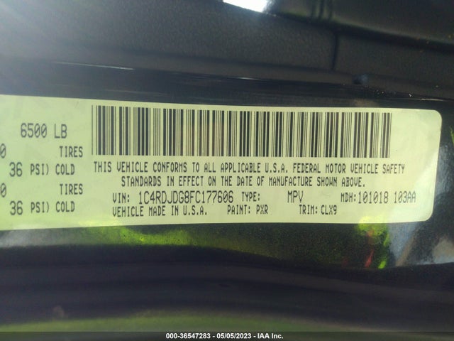 Dodge DURANGO LIMITED 2015 1C4RDJDG8FC177606 Image 9