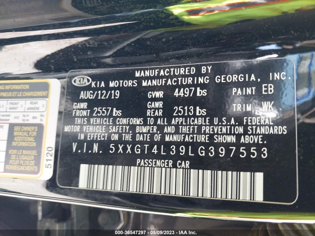 KIA Optima Lx 2020 5XXGT4L39LG397553 Image 10