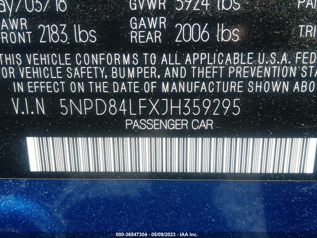 Hyundai Elantra Value Edition 2018 5NPD84LFXJH359295 Image 11
