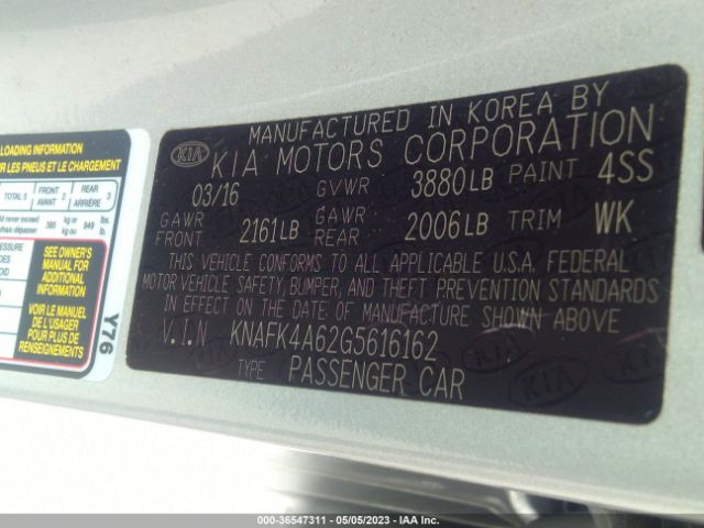 KNAFK4A62G5616162 KIA FORTE LX
