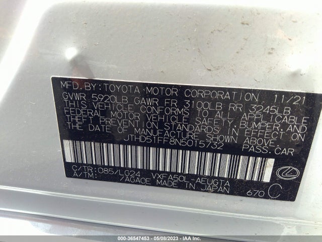 2022 Lexus LS, VIN: JTHD51FF8N5015732