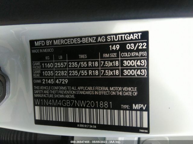 W1N4M4GB7NW201881 Mercedes-Benz Glb Glb 250