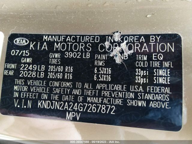 KNDJN2A24G7267872 KIA Soul Base