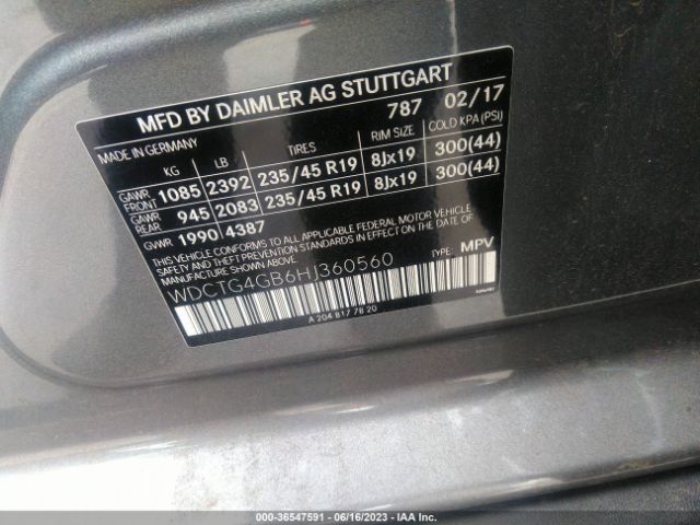 WDCTG4GB6HJ360560 Mercedes-Benz Gla Gla 250
