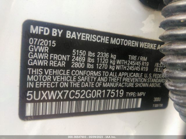 5UXWX7C52G0R17519 BMW X3 Xdrive35i