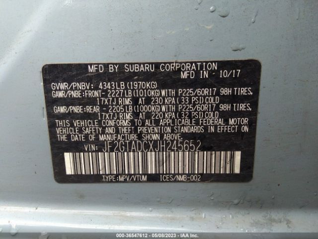 JF2GTADCXJH245652 Subaru Crosstrek Premium