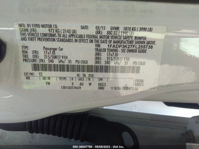 Ford FOCUS SE 2015 1FADP3K27FL255738 Image 9