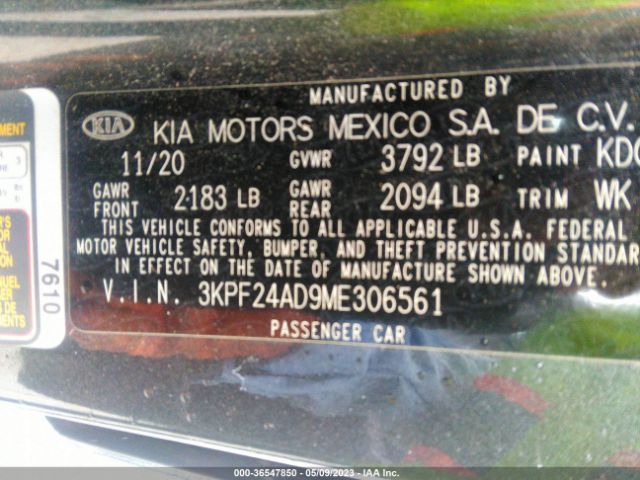 3KPF24AD9ME306561 KIA Forte Lxs