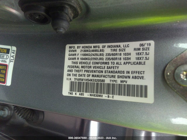 Honda CR-V EX 2019 7FARW1H54KE020580 Image 9