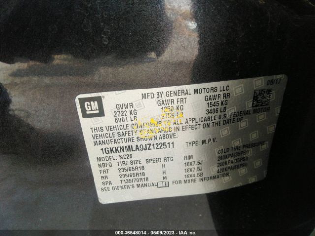 1GKKNMLA9JZ122511 GMC ACADIA SLT